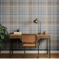 thumbnail image 3 of S4Sassy Self Adhesive Wallpaper, Aqua Plaid Print Wallpaper, Blue Removable Diy Vinyl Wall Covering, Peel And Stick Contact Paper For Entryway Accent Wall, Easy Home Decor Solution (25"X 120"), 3 of 9