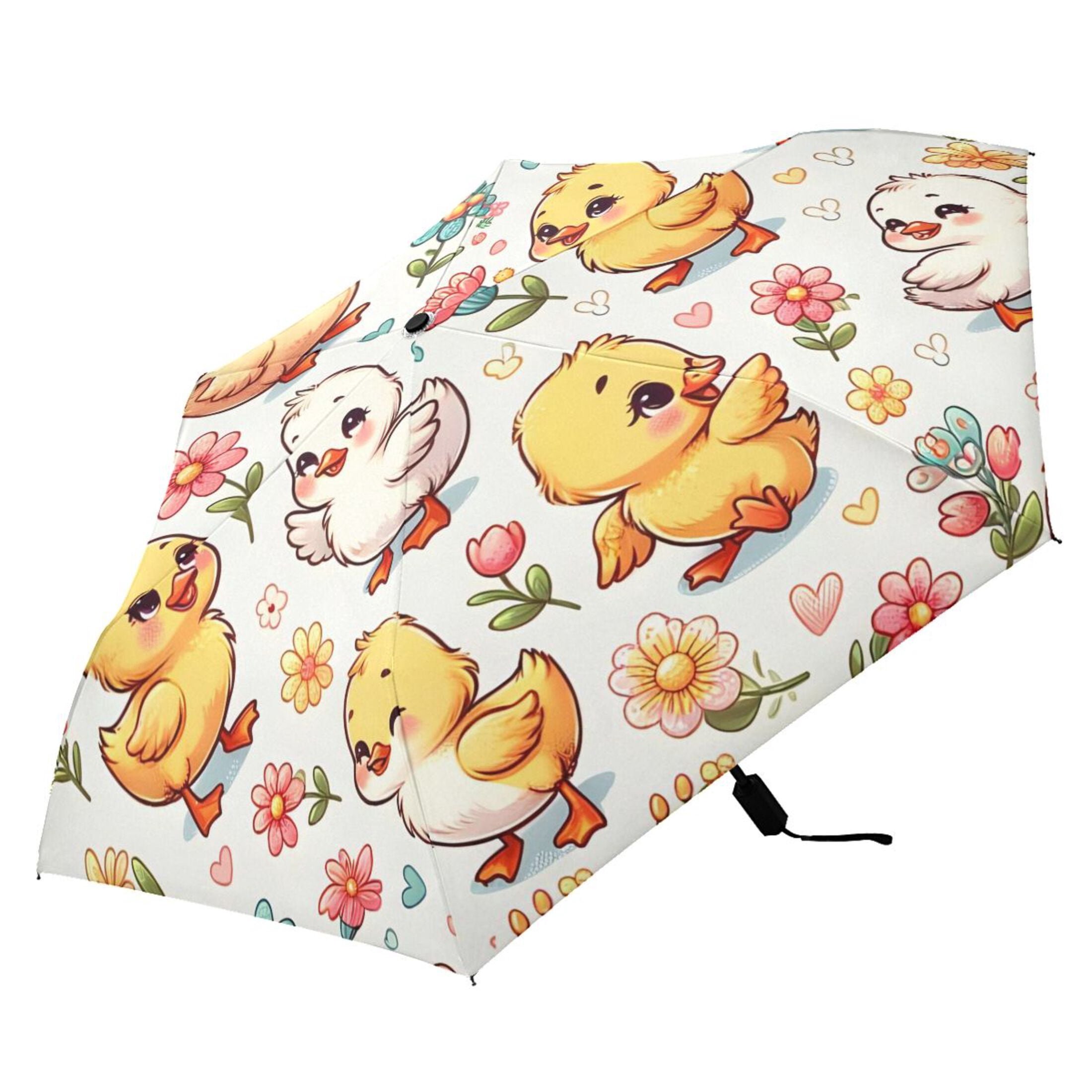 Little Cute Duck Compact Sun Umbrella Windproof Travel Umbrellas for Rain Strong Portable UV Protection