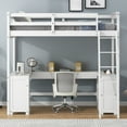 thumbnail image 3 of Harper & Bright Designs Twin Size Loft Bed with Desk, Drawers and Storage Shelves, Wooden High Loftbed Frame with Cabinet for Boys Girls Adults Bedroom, White, 3 of 11