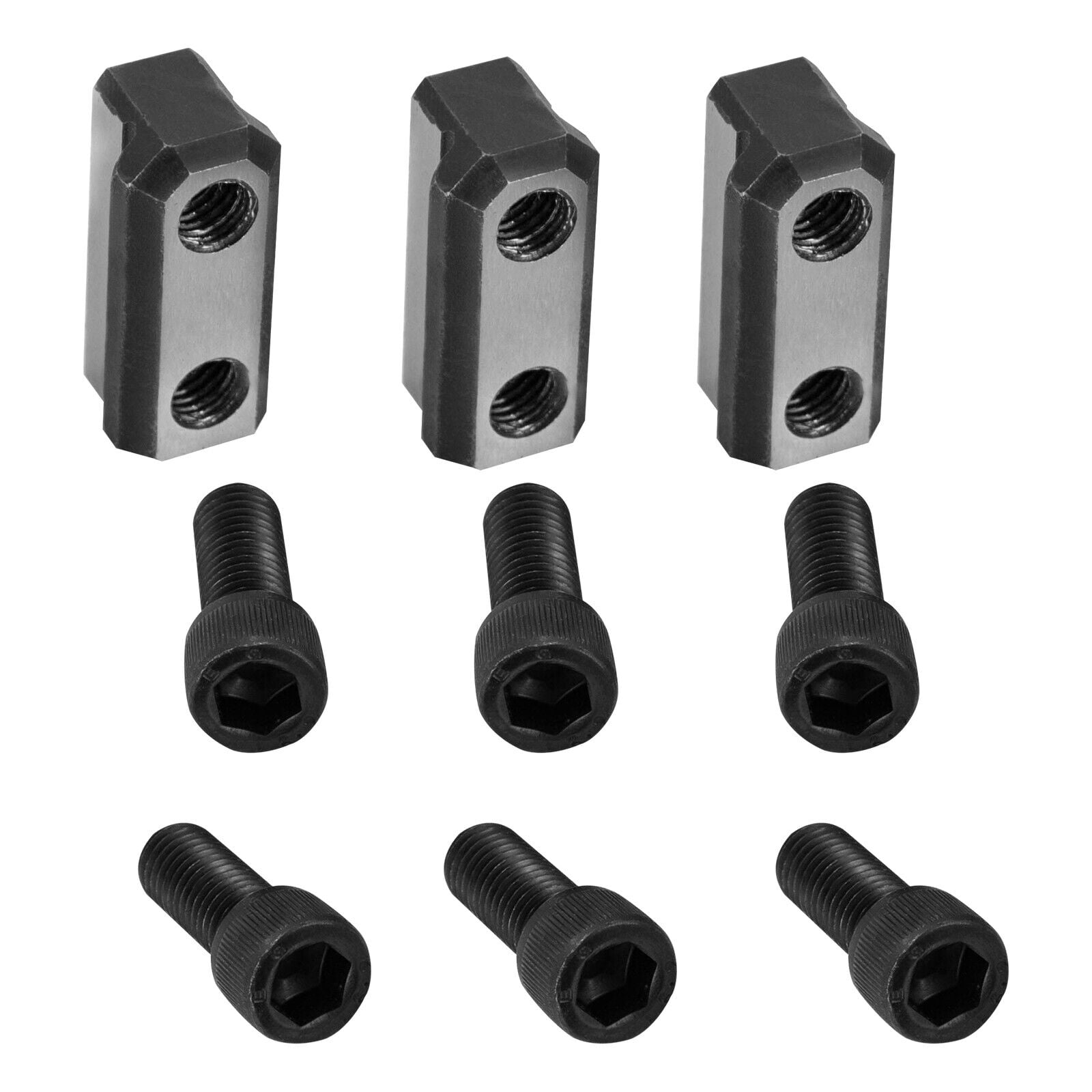 Miumaeov 3-Pcs T Nuts Jaws M12 Bolts Kit For 10 Inch Hydraulic 3-Jaw Hollow Chuck T-nuts