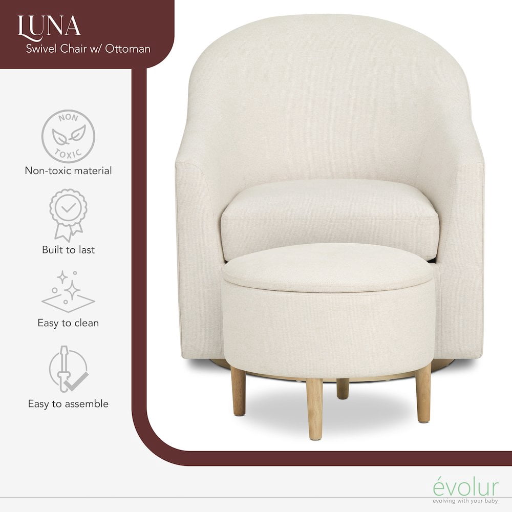 Evolur Luna Swivel Glider & Ottoman, Daisy