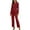 Red, variant on Busydd Womens Sets Business Casual Solid Color Two Piece Sets for Women Long Sleeve Round Neck Button Blazer and Pants Matching Sets Women Clothing