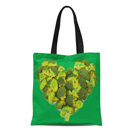Heart Shaped Food ASHLEIGH Canvas Tote Bag Vegetables Broccoli Heart Reusable Healthy Food Shaped Organic Local Reusable Handbag Shoulder Grocery Shopping Bags ()