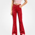 thumbnail image 2 of SGFCWSX Girls Cargo Flare Pants Button Zipper Pockets Trousers for Casual Daily Wear Red Size 7, 2 of 9