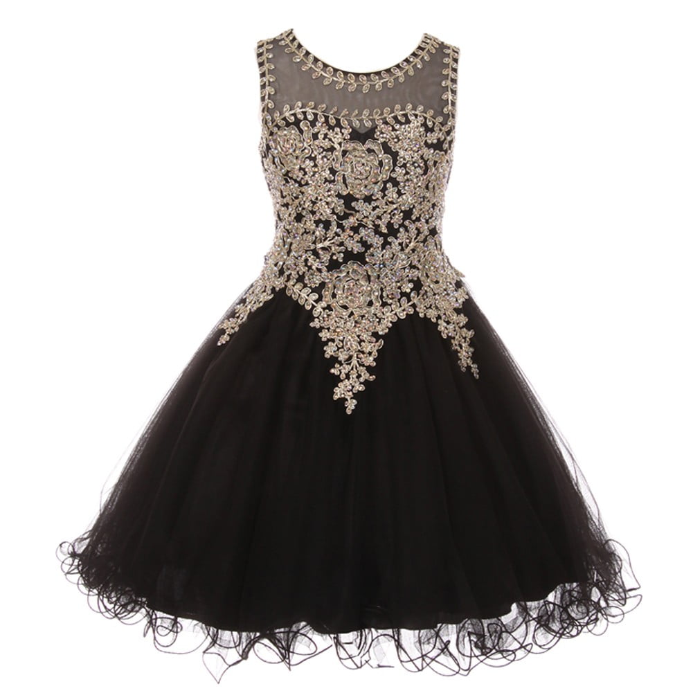 black and gold flower girl dresses
