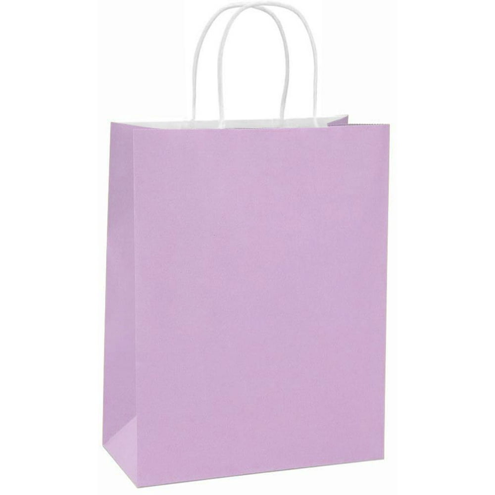 10x5x13 inch Paper Bags Kraft Light Purple Gift Bags Bulk with Handles