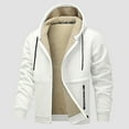thumbnail image 2 of Caqnni Men's Fleece Hoodie Casual Drawstring Hooded And Zipper Closure Hoodie Slim Fit Fleece Sweatshirt Warm Fuzzy Winter Coats (L,White), 2 of 6