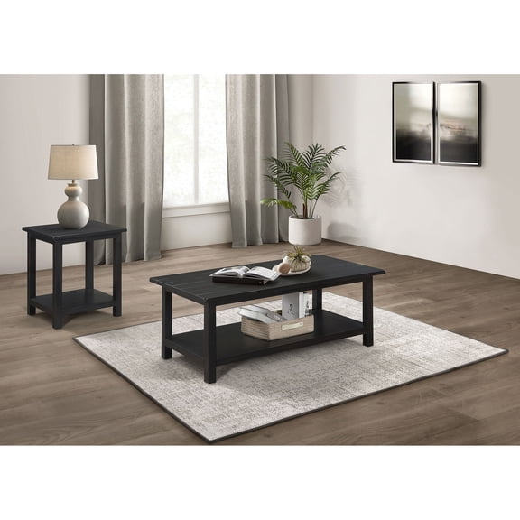 Dtwnek 2 Pack Coffee Table End Table Set for Living Room, Office, Dark Brown
