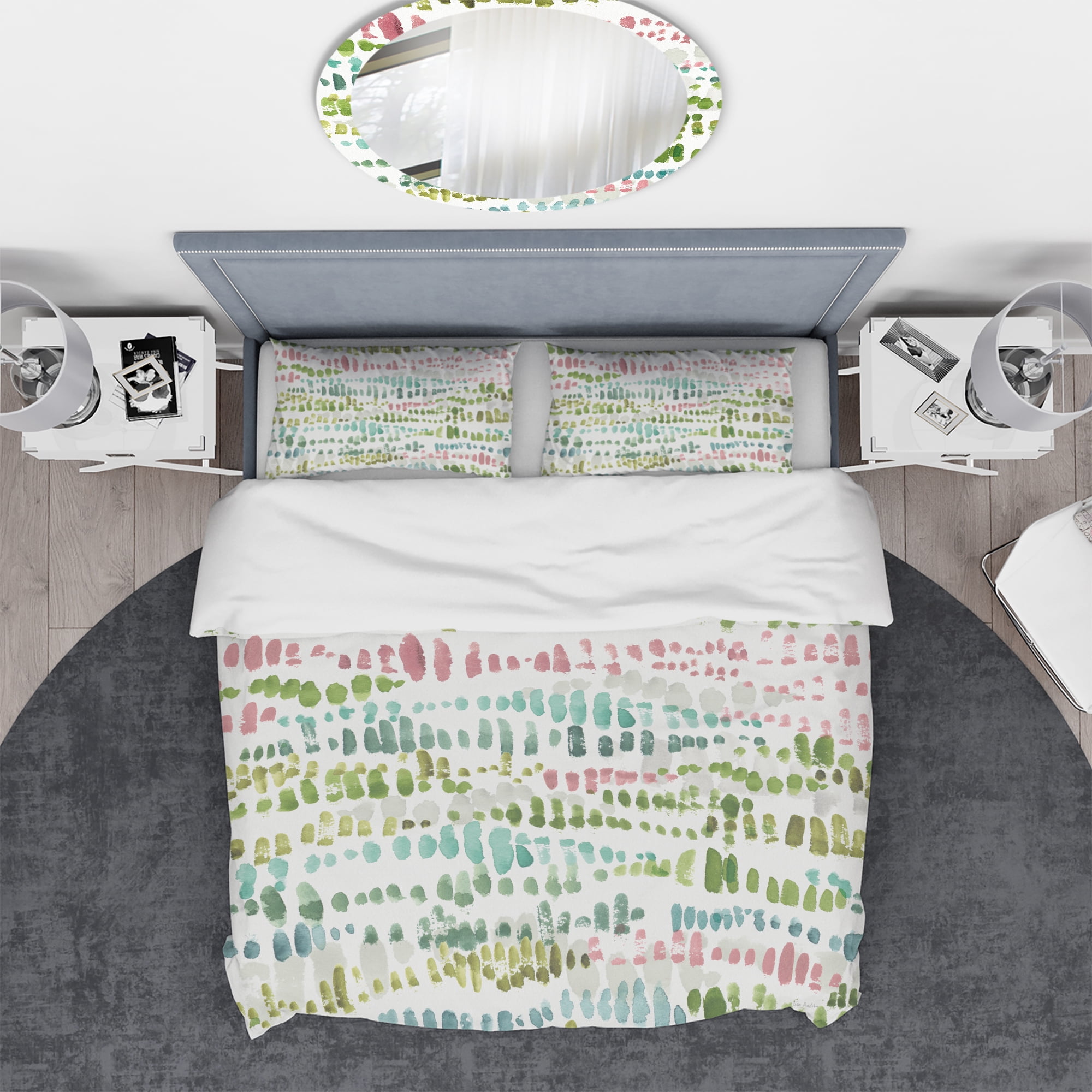 Designart 'Mixed Green Geometric Pattern II' Geometric Duvet Cover Set