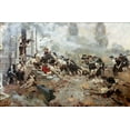 thumbnail image 2 of Pyle, Howard 14x11 Gold Ornate Wood Framed with Double Matting Museum Art Print Titled - Attack Upon The Chew House, 2 of 4