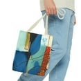 thumbnail image 3 of vintage style Art shopping blue storage tote handbag, 3 of 4