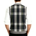 thumbnail image 4 of Resicozy Mens Plaid Sweater Vests V-Neck Sleeveless Fashion Casual Cardigan Vest Fall Winter Tank Tops Dark Gray L, 4 of 7