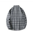 thumbnail image 4 of IYTR Men's Plaid Flannel Shirt Button Down Long Sleeve Regular-Fit Shacket Jacket Lapel Checked Casual Loose Shirts (Blue,XXL), 4 of 8