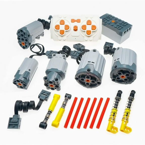 18Pcs Power Function Set Compatible with Technic-Parts. Including XL/L/M Motor, servo Motor, Remote Control kit and Parts kit.