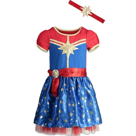 Captain MarvelGirls Short Sleeve Costume Dress & Headband 10
