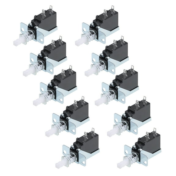 Push Button Switch, SPST 5A 250V 2 Pin 1 Position Self-Locking White 10pcs