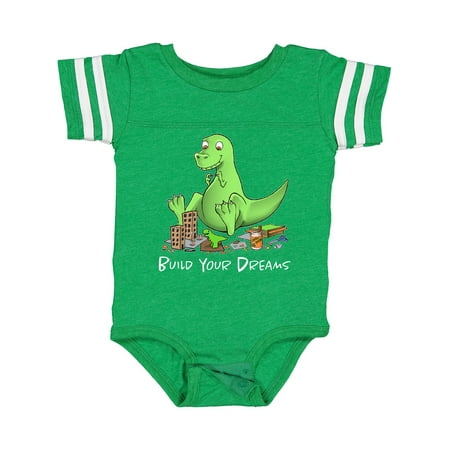 

Inktastic Build Your Dreams Dinosaur Crafting Boys or Girls Baby Bodysuit