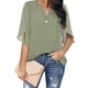 thumbnail image 1 of Tops de verano para mujer, cuello en V, media manga, exquisito color puro, elegante, blusa informal para mujer, para fiesta, oficina, salida, verde claro XL, 1 of 5