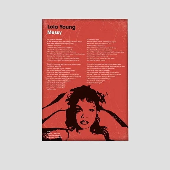 Music Poster- Lola Young - Messy 2024- Vintage Style - Size 24x36 - Postora