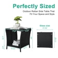 thumbnail image 4 of Tcbosik Glass Top Side Table, 2-Tier Rattan End Table with Sturdy Iron Frame for Indoor & Outdoor Use, 110lbs Weight Capacity (Black), 4 of 7
