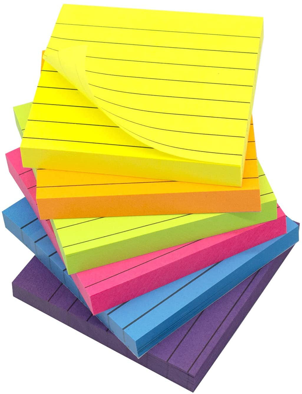 Rose Red Lined Sticky Notes 3x3 Sticky Notes with Lines Self-Stick Notes Bright Color 4 Pads 90 Sheets/Pad 