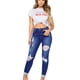 thumbnail image 1 of Pantalones de mezclilla para mujer, estilo destruido, ajustados, con cierre de botón y cremallera, Jeggings para fiesta, viajes en la calle, 1 of 8
