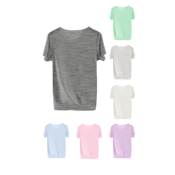Ahuyic Summer Kids' Casual All Match Blouse, Solid Color Loose Short Sleeve Top For Girls And Boys,Summer Children's Casual Loose Short-Sleeved Round Neck Top Solid Color Round Neck T-Shirt