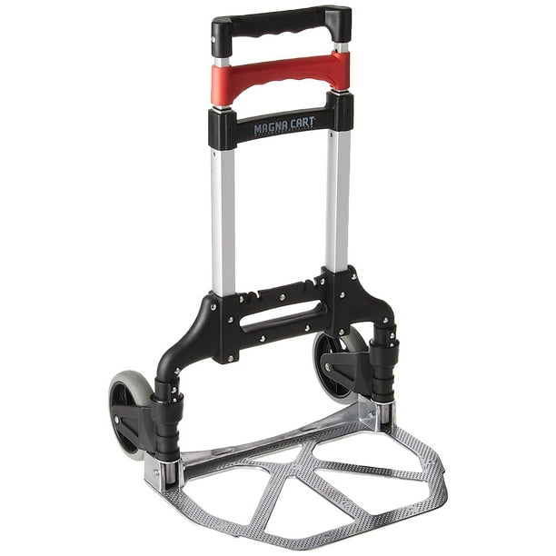 Magna Cart Diable pliable personnel en aluminium, capacité 150 lb, noir/ rouge 