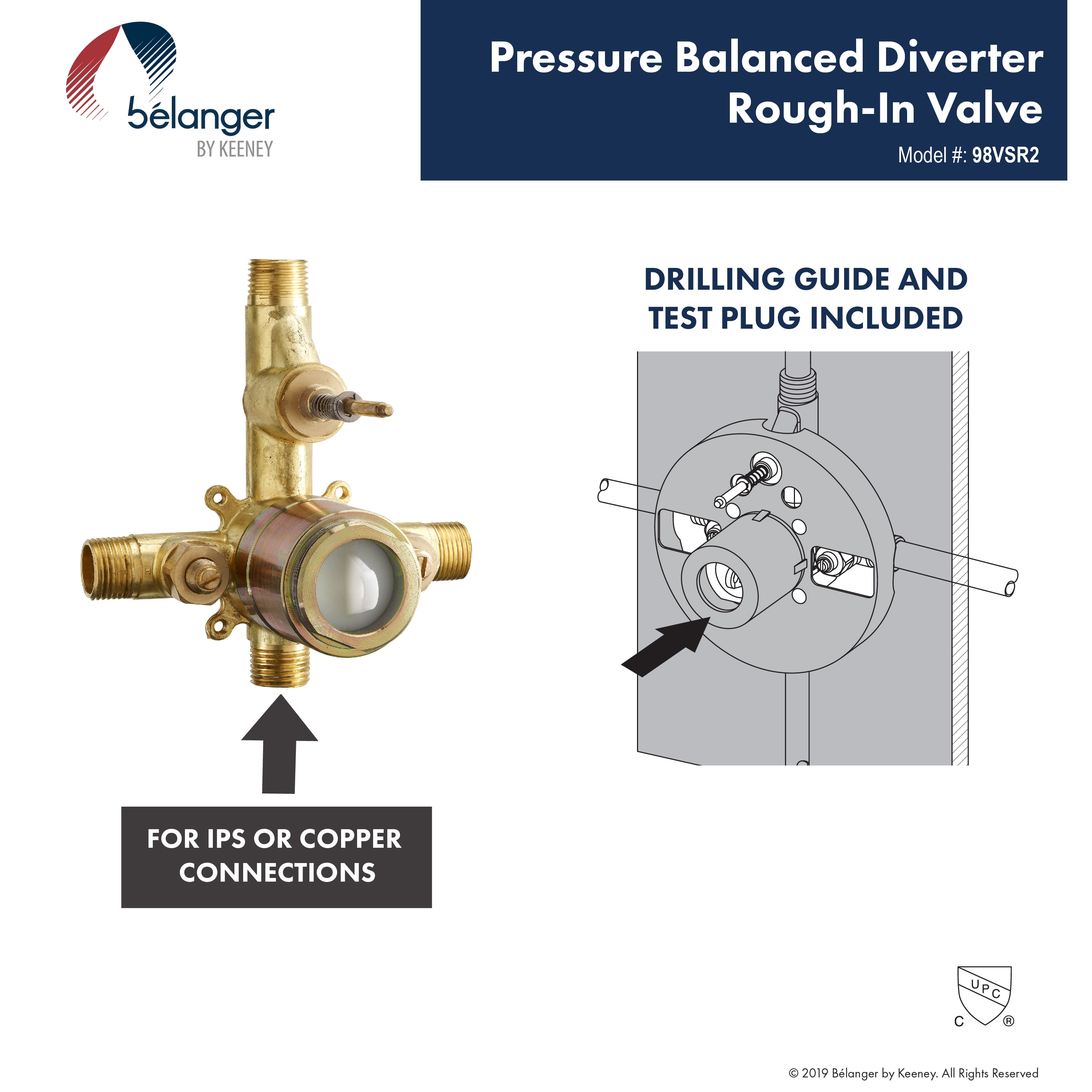 Belanger KIT-QUA130CCP06 Rain Pressure Balanced Square Shower System from Ceiling