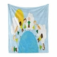 thumbnail image 1 of World Soft Flannel Fleece Throw Blanket, Smiling Kids over Planet Drawing All Children of the World Happy Friendship Peace, Cozy Plush for Indoor and Outdoor Use, 50" x 70", Multicolor, by Ambesonne, 1 of 6