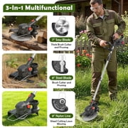 Electric Cordless Weed-Eater, 4.0Ah Cordless Weed Wacker String Trimmer, 24V Grass Trimmer with 2 Battery, Charger Included