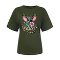 thumbnail image 4 of VBTAPA Happy Easter Shirts for Women Funny Egg Graphic Tees Short Sleeve Cute Rabbit Bunny T-shirt Lightweight Holiday Blouse Tops Big Sales Today Army Green L, 4 of 6