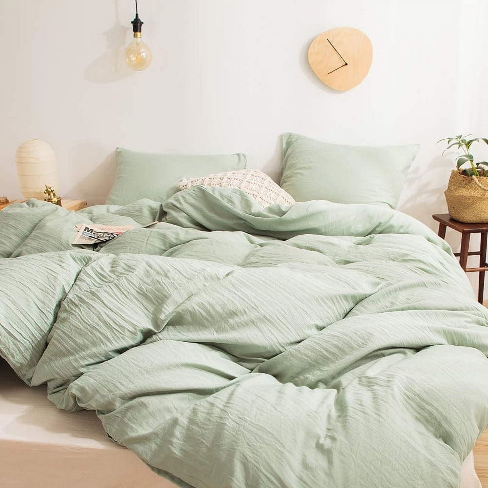 Pavish Export Sage Green Duvet Cover Twin Size Modern Minimalist Style Solid Color Bedding Set 3 Pieces Soft Comforter Covers