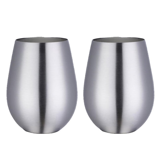Copa de vino sin tallo de acero inoxidable, vaso de vino portátil para exteriores, juego de 2 tazas de metal