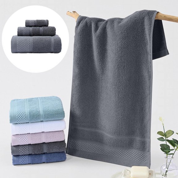 Bath Towel Cotton Household Set Bath Towel Towel Square Towel (540G) Set (Gray),Bath Towel Set X1