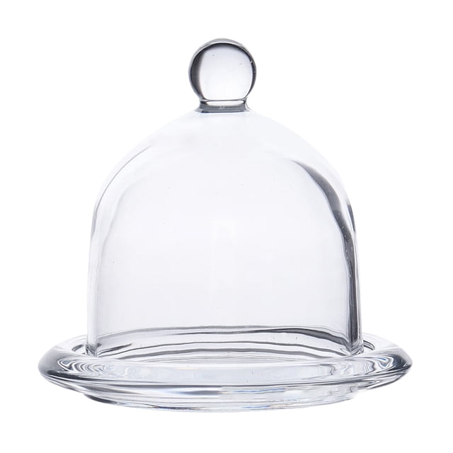 MOVTOTOP 1 Ensemble Plat à Dessert Plateau en Verre avec Couvercle Transparent Assiette à Fruits Contenant Alimentaire (Petit Format)