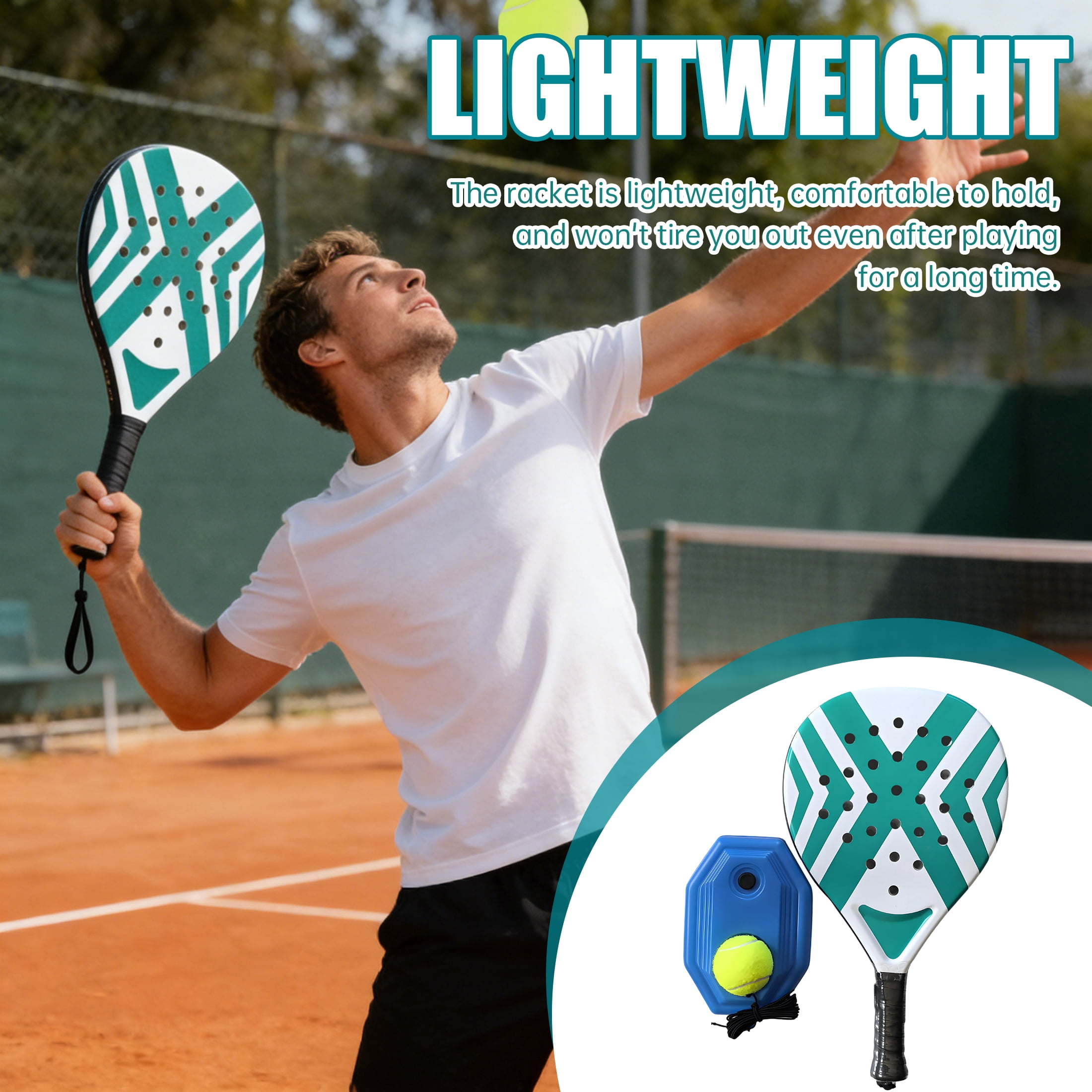 BESTSKY Padel Tennis Racket,Outdoor Beach Padel Racket,Highly Elastic & Lightweight Tennis Rackets,Comfortable & Non-Slip Grip,Padel Racquets with Racket Trainer