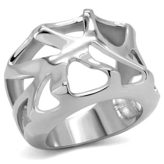 High polished (no plating) Stainless Steel Ring with No Stone for Women Minimalist Theme No Stone Stone Color Style TK146 Size 10