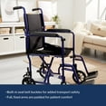 thumbnail image 3 of McKesson Transport Chair, Lightweight - Aluminum - Blue, 300 lbs Capacity, 1 Ct, 3 of 7