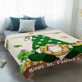 thumbnail image 4 of St. Patrick's Day Blanket Soft Cozy Warm Twin Blanket for Bed, Plush Fuzzy Flannel Fleece Blankets for Sofa, Shamrocks Gnomes Coin Beige Leaves Throw Blankets for Couch, Gifts for Men, 60"x80", 4 of 9