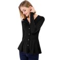 thumbnail image 2 of Día de San Patricio Top De Peplum De Punto Jersey Acanalado De Manga Larga Con Cuello En V Para Mujer Negro XL, 2 of 6