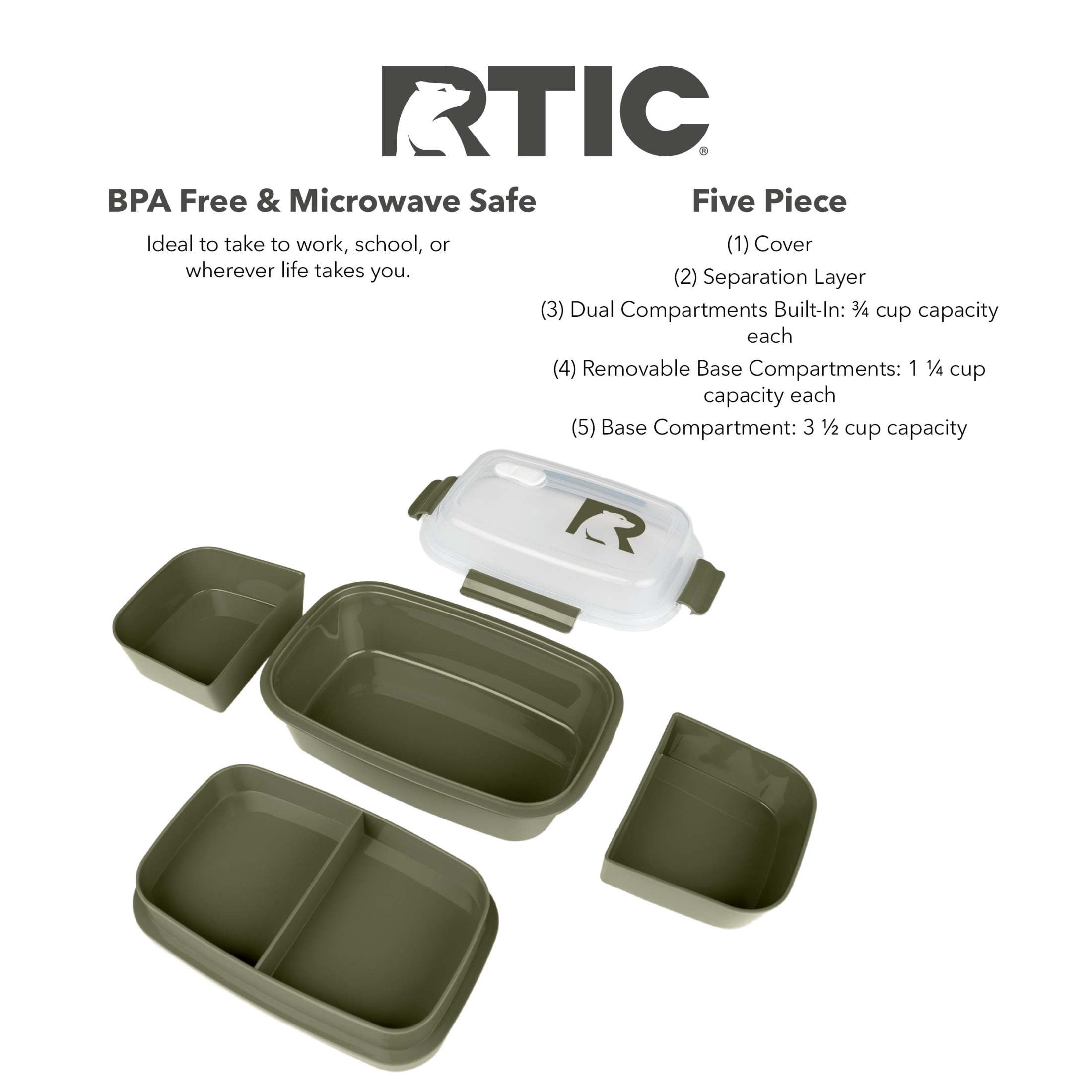 RTIC Ice Lunch Set, Lunch Bag, Container and Little Road Trip Tumbler, Leak Proof, Happy Camper/Olive