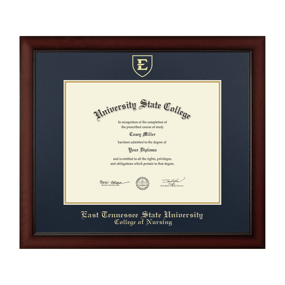 Framerly - ETSU Nursing Diploma Frame with Navy and Gold Mat