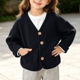 thumbnail image 3 of Jalioing Toddler Kids Sherpa Jacket Solid Long Sleeve V Neck Button Down Cardigan Coat Boys Girls Casual Outerwear, 3 of 7
