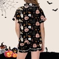 thumbnail image 5 of Shadoumai Halloween Two Piece Outfit Toddler Kids Girls Short Sleeve Casual Printed Top Shorts Loose Cut Breathable Fabric Daily Play Wear Ages 2–13 Girl Everyday Casual Ensemble, 5 of 6