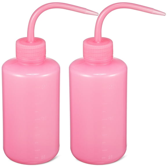 2 Pcs Irrigation Squeeze Bottle Eyelash Cleaning Elbow 250ml Pink