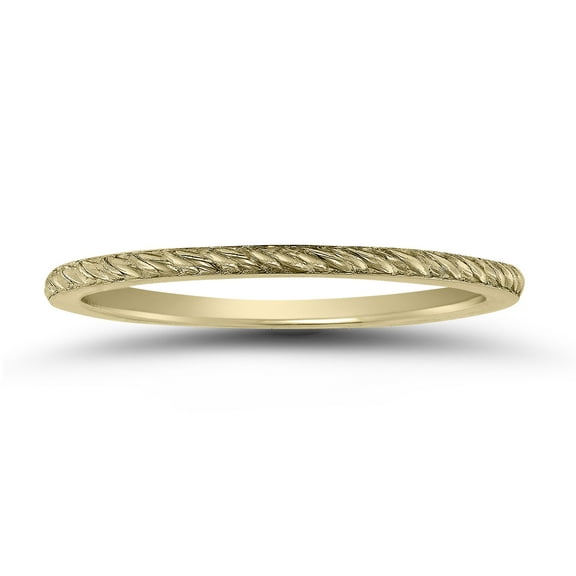 SZUL Women's Thin 1MM Rope Knurl Wedding Band in 14K Yellow Gold