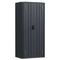 thumbnail image 3 of Patiowell, 26cu.ft Tall Black Steel Shed with 3-Tier Shelves - Vertical Organizer Shed for Garden/Tools, 3 of 9