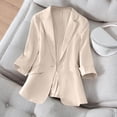 thumbnail image 4 of Veste de Complet Décontractée pour Femmes avec Col à Revers et devant Boutonné, Mélange Léger Polyester-Spandex, Longueur Régulière, Noir, P, 4 of 9