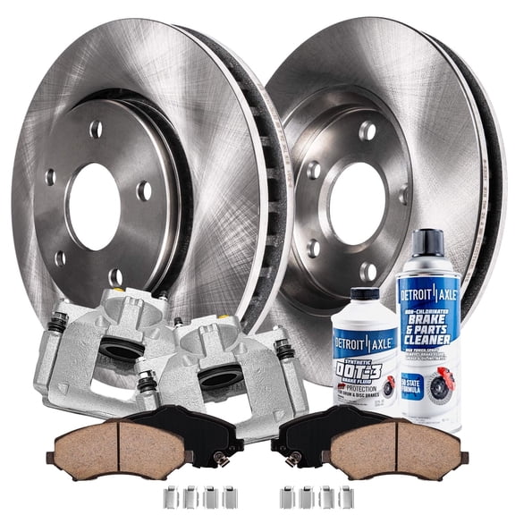 Detroit Axle - Front Brake Kit for 2009 2010 2011 2012 Dodge Journey Disc Brake Rotors Ceramic Brakes Pads Brakes Calipers Replacement: 11.89" inch Rotor